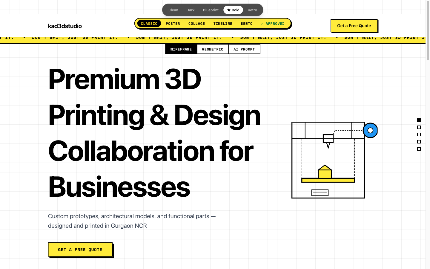 The Approved tab — a live composite of the best sections from each variation, with Bold theme and Classic variation selected