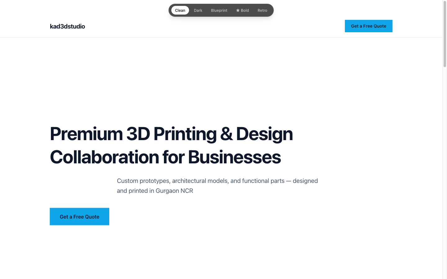 The live theme switcher — one URL, five designs, one click to compare